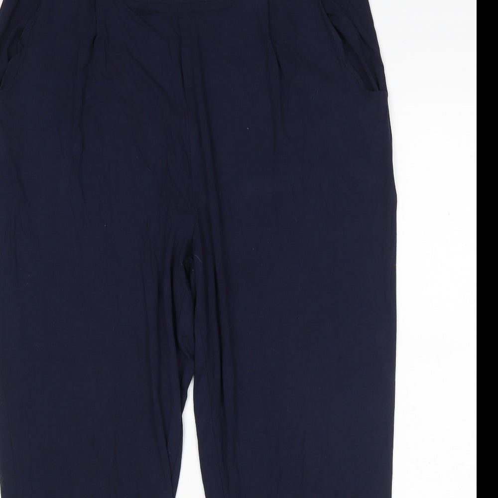 M&S Womens Blue  Viscose Sweatpants Trousers Size 16 L25 in Regular