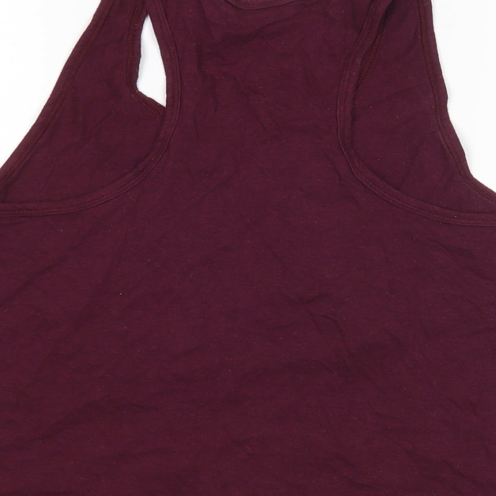 New Look Womens Purple  Cotton Basic Tank Size M Round Neck