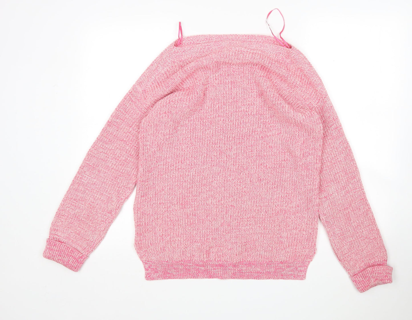 M&S Womens Pink Boat Neck  Cotton Pullover Jumper Size M