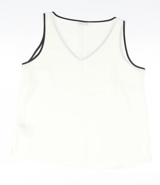Marks and Spencer Womens Ivory  Polyester Basic Tank Size 18 Round Neck