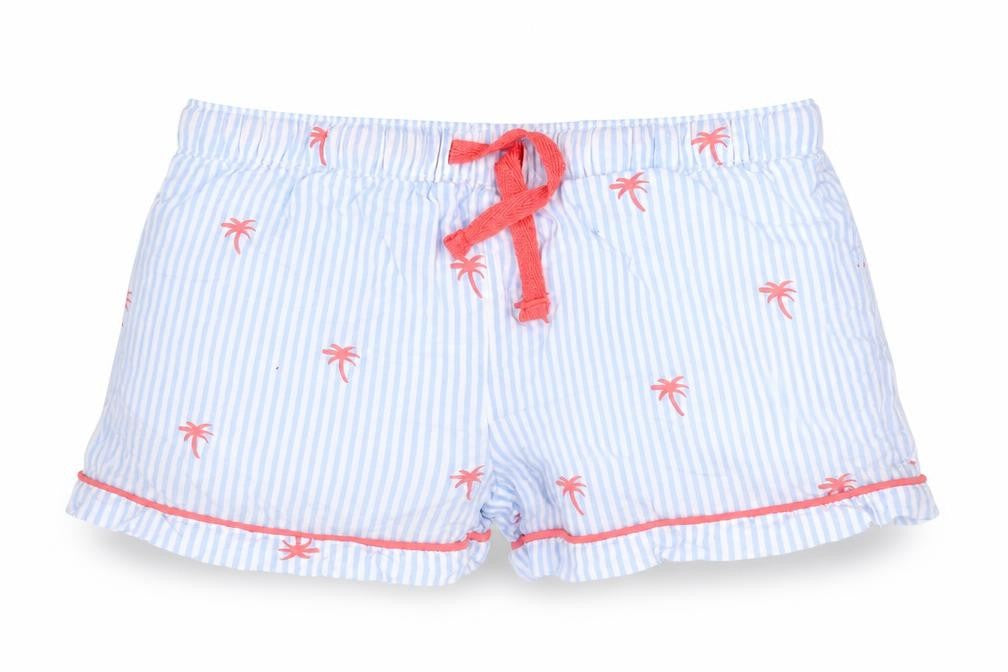 Marks and Spencer Girls Blue Striped Viscose Sailor Shorts Size 9-10 Years  Regular
