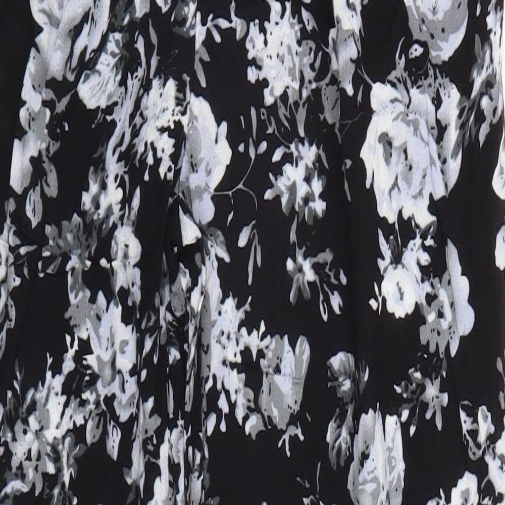 Select Womens Black Floral Viscose Trousers  Size 12 L28 in Regular