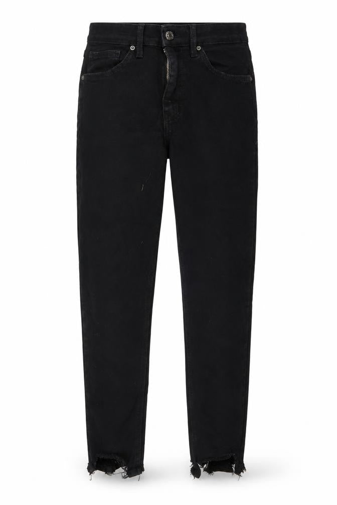 Topshop Womens Black  Cotton Straight Jeans Size 28 in L24 in Regular