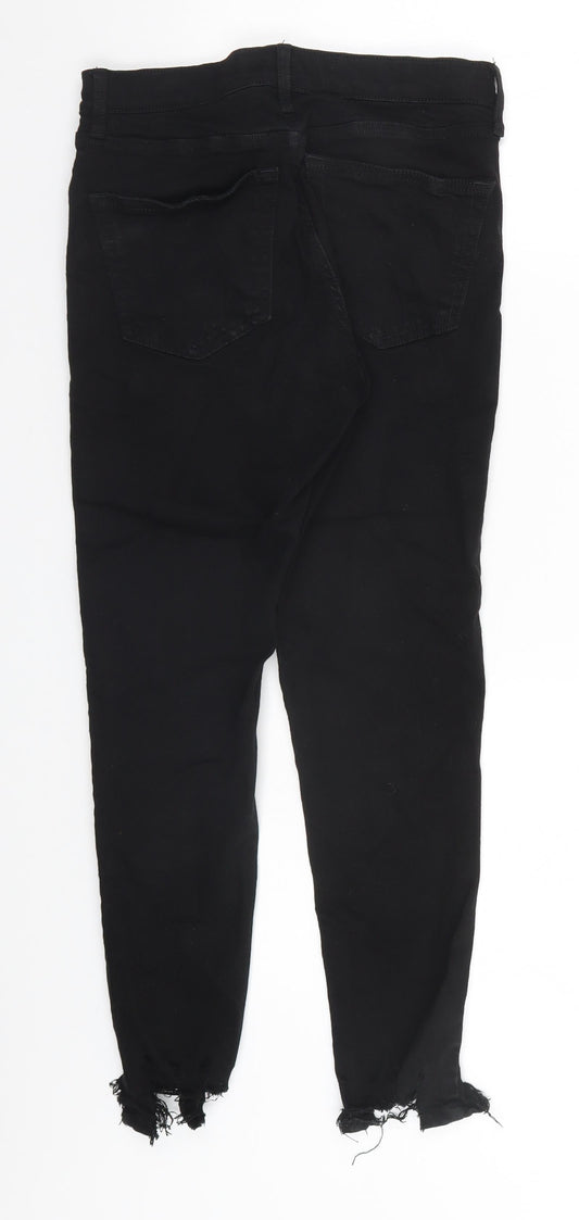 Topshop Womens Black  Cotton Straight Jeans Size 28 in L24 in Regular