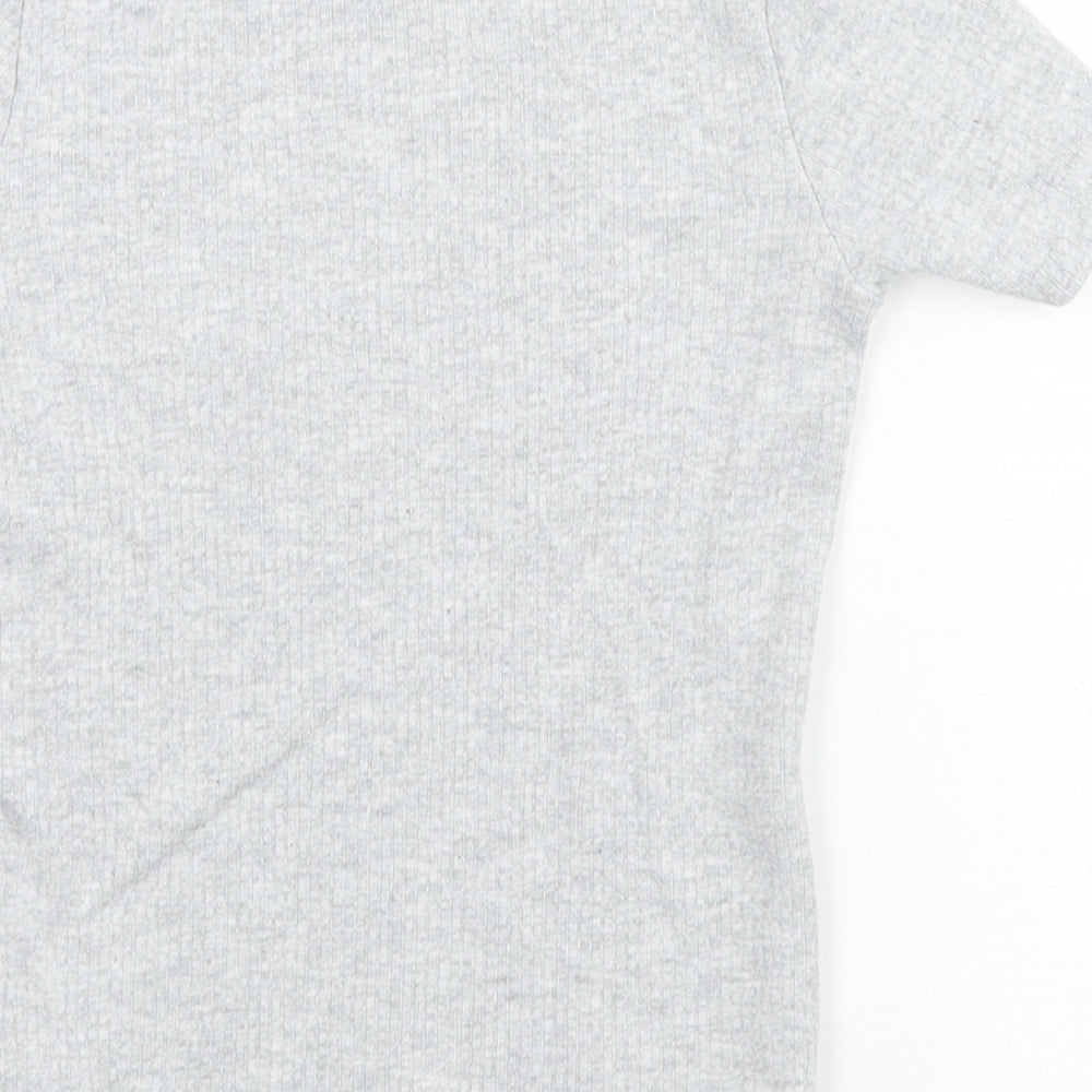 F&F Boys Grey  Cotton Basic T-Shirt Size 7 Years Round Neck