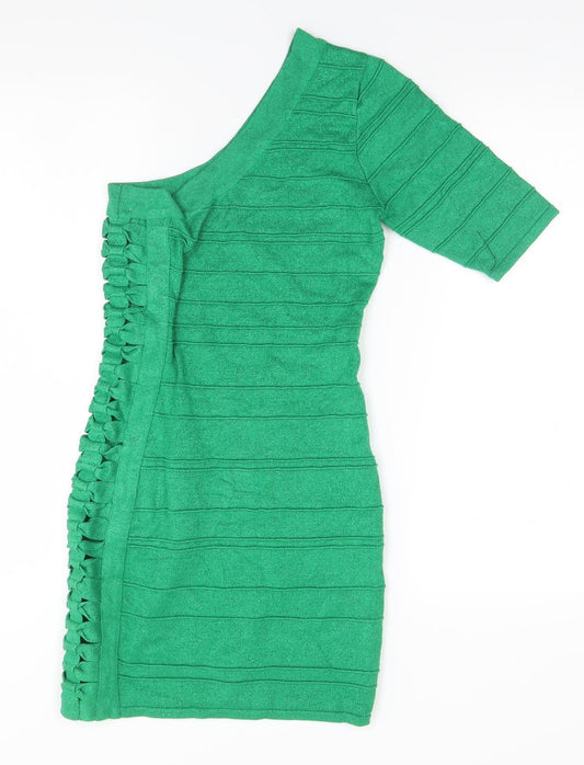 WOW Couture Womens Gold  Rayon Mini  Size M  One Shoulder