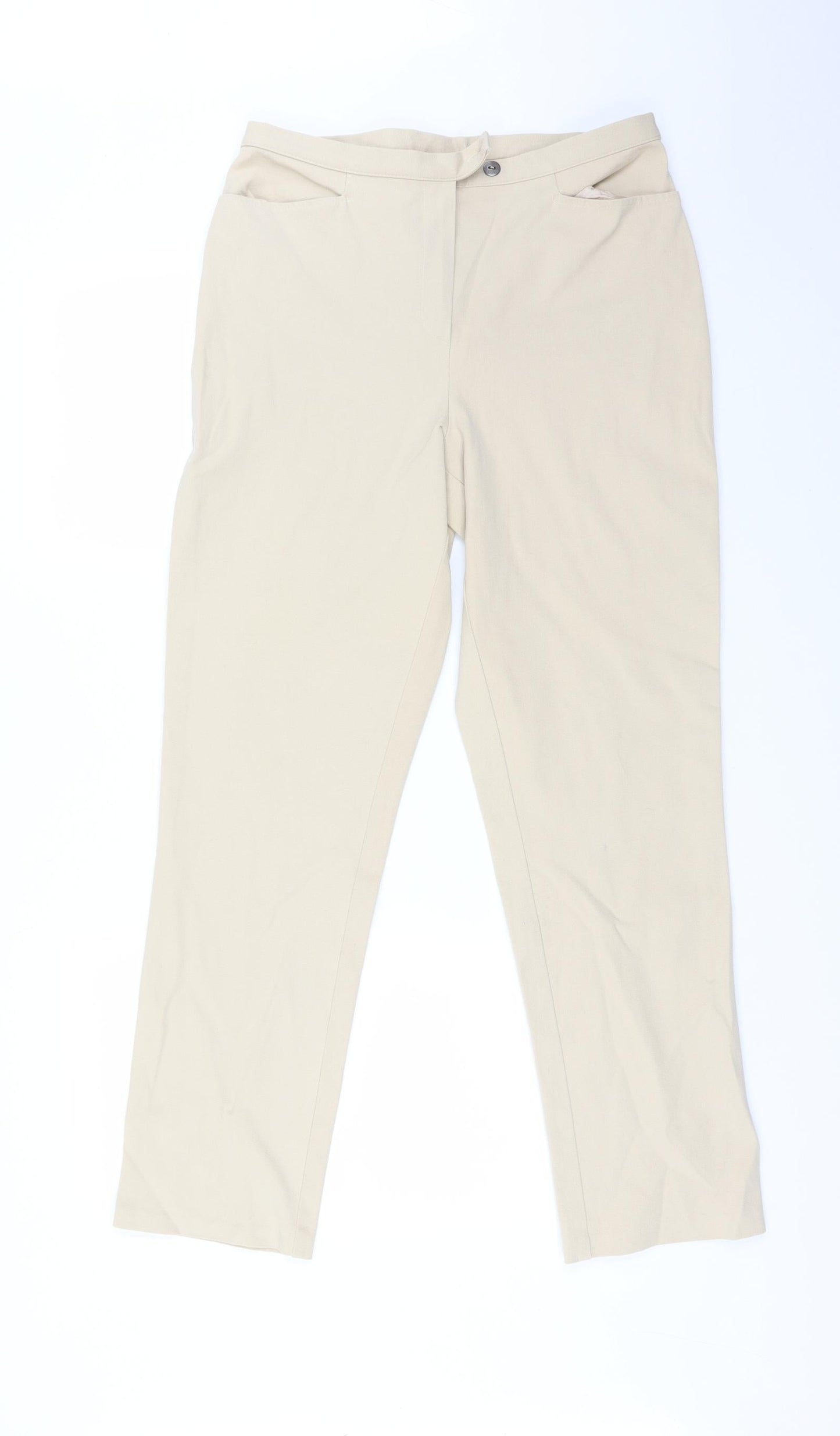 Preworn Womens Beige  Cotton Trousers  Size 14 L28 in Regular