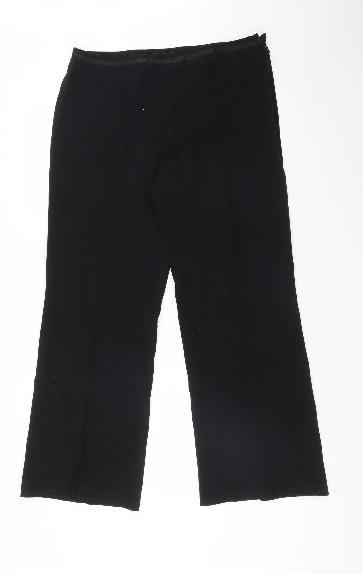 M&S Womens Black  Polyester Trousers  Size 14 L28 in Regular