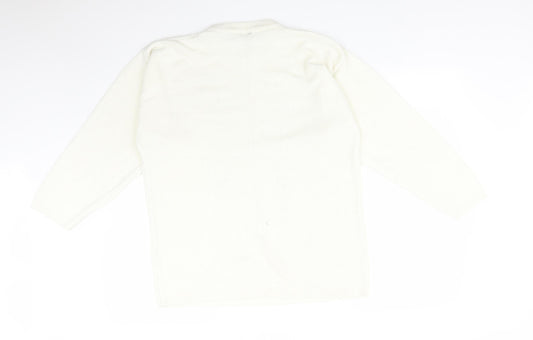 PROVENCALE Womens White Striped Acrylic Pullover Sweatshirt Size 16