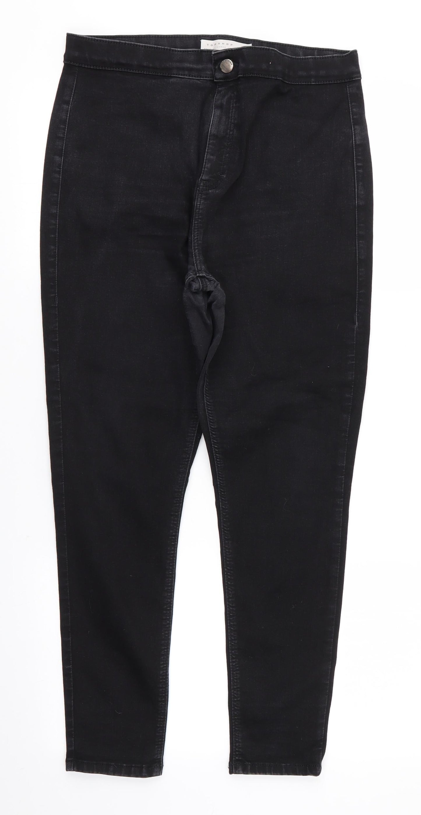 Topshop Mens Black  Cotton Skinny Jeans Size 34 in L25 in Regular  - Cropped