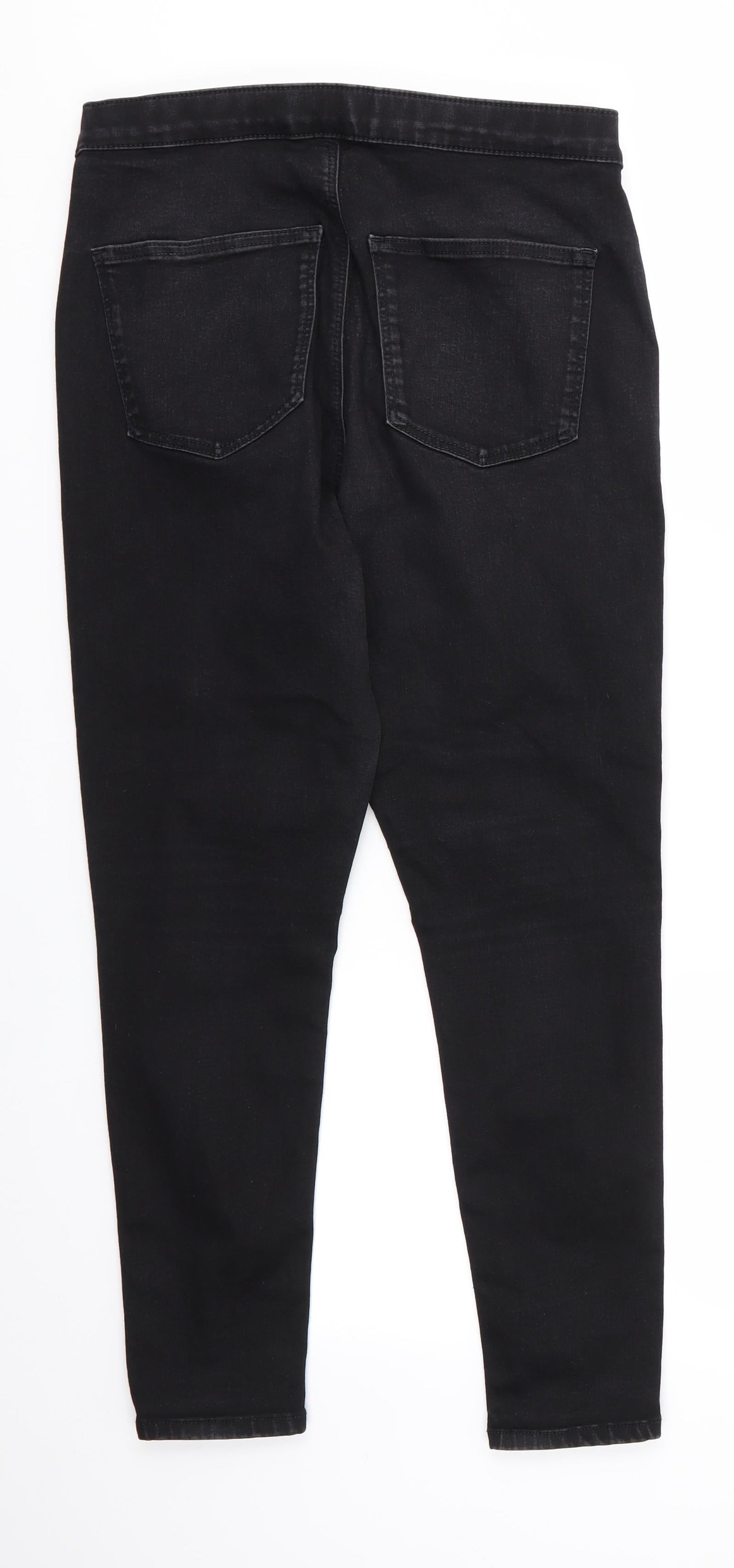 Topshop Mens Black  Cotton Skinny Jeans Size 34 in L25 in Regular  - Cropped