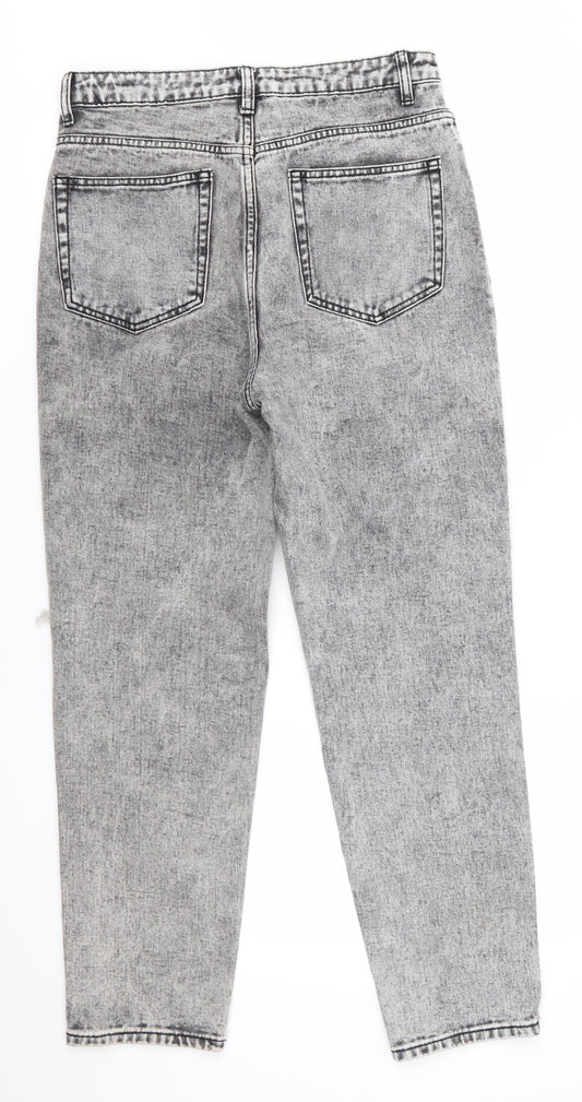 Misspap Womens Black  Cotton Skinny Jeans Size 10 L27 in Regular  - Black Grey Stonewash
