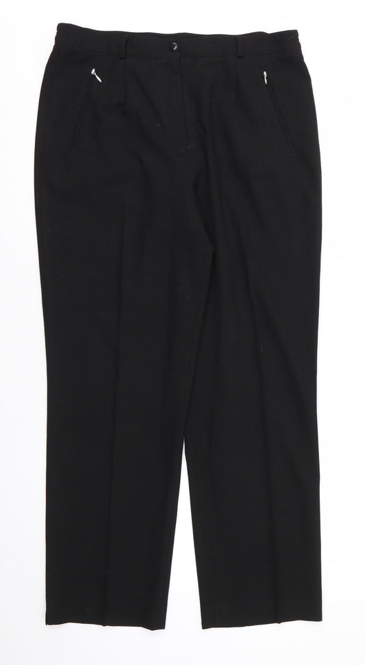 Valerie Herman Womens Black  Polyester Trousers  Size 16 L28.5 in Regular  - Side Elastication