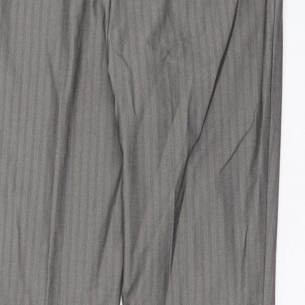 Marks and Spencer Womens Grey Striped Polyester Trousers  Size 18 L32 in Regular