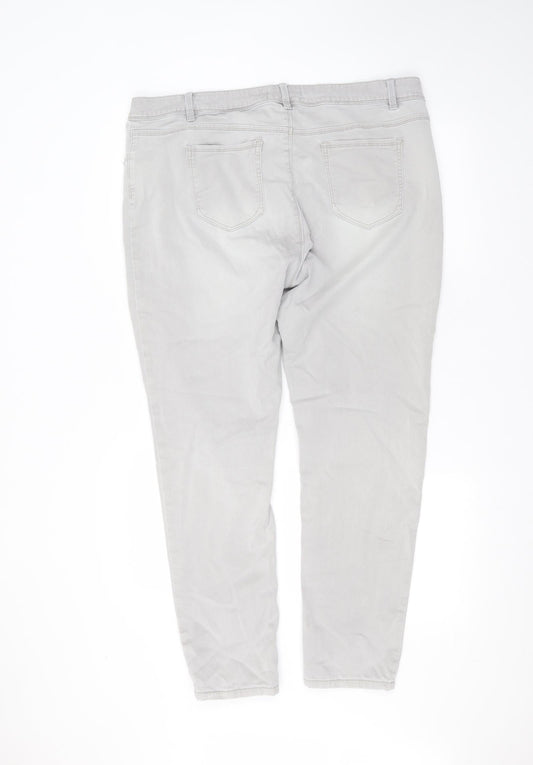 Matalan Womens Grey  Cotton Straight Jeans Size 20 L27 in Regular