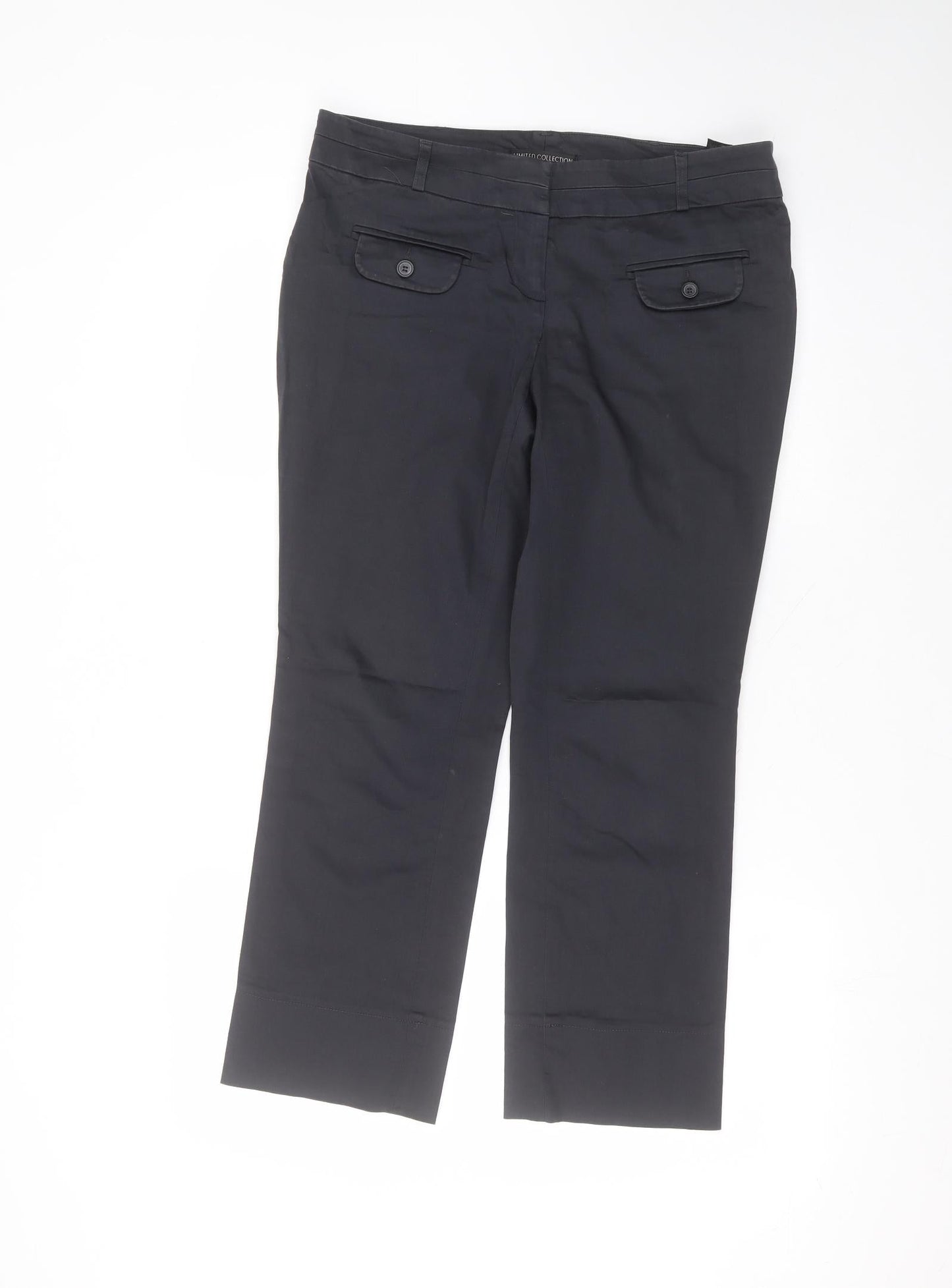 Marks and Spencer Womens Blue  Cotton Trousers  Size 12 L24 in Regular