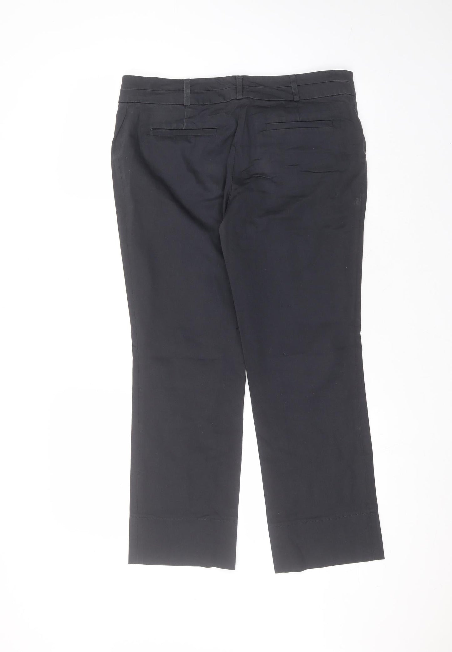 Marks and Spencer Womens Blue  Cotton Trousers  Size 12 L24 in Regular