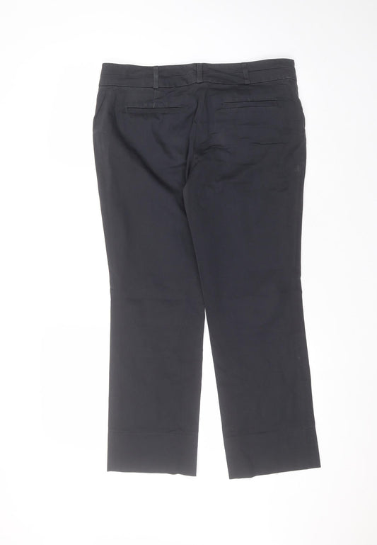 Marks and Spencer Womens Blue  Cotton Trousers  Size 12 L24 in Regular