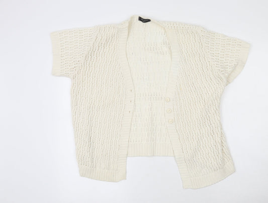 ELLIE LOUISE Womens Beige   Cotton Cardigan Jumper Size M