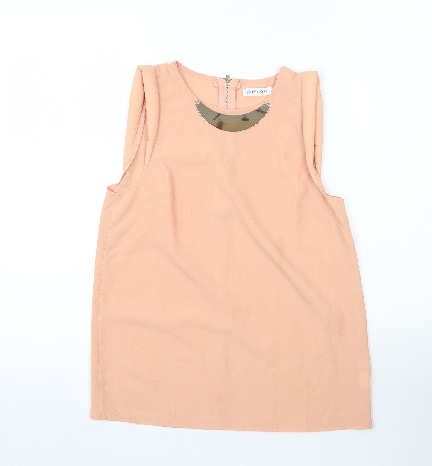 Paper Scissors Womens Pink  Polyester Basic Tank Size 8 Round Neck - Necklace Attached