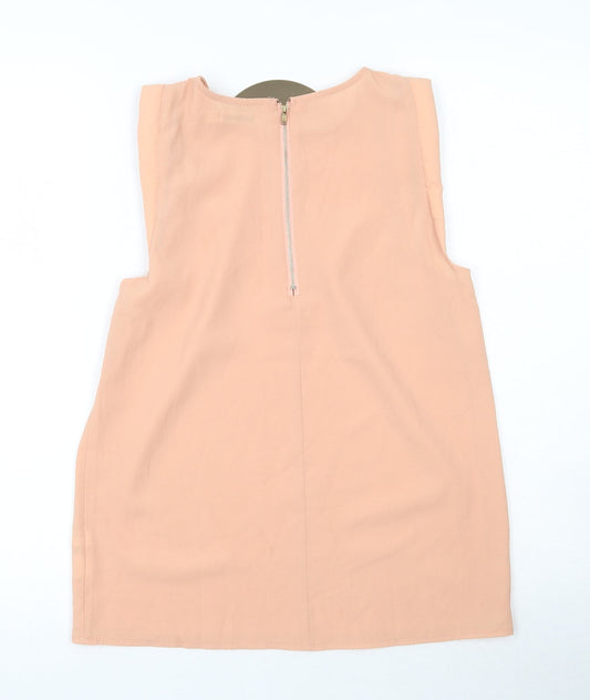 Paper Scissors Womens Pink  Polyester Basic Tank Size 8 Round Neck - Necklace Attached