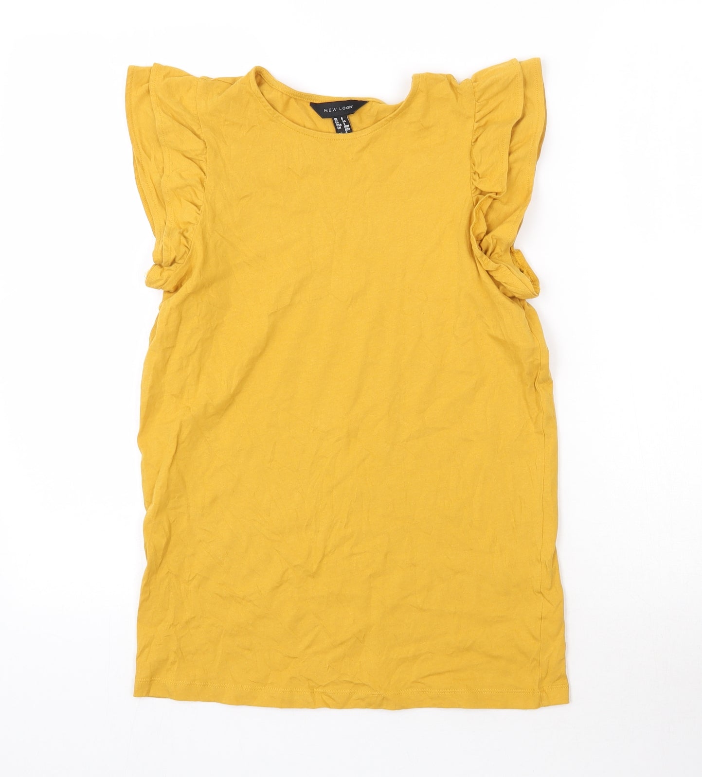 New Look Womens Yellow  100% Cotton Basic Tank Size 6 Round Neck