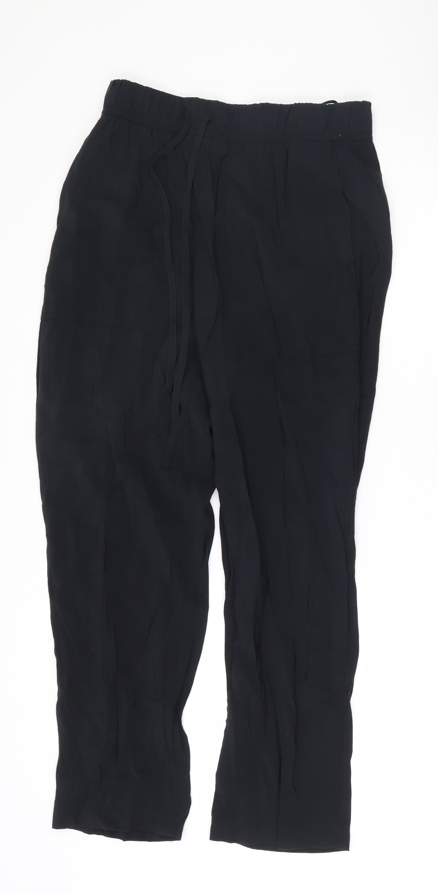 Zara Womens Black  Modal Trousers  Size S L25 in Regular Drawstring