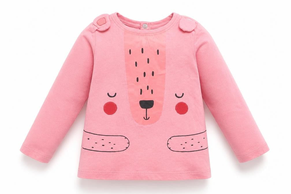 Mothercare Baby Pink  100% Cotton Basic Blouse Size 18-24 Months Round Neck