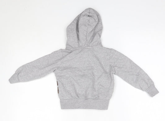 Hullabaloo Boys Grey  Cotton Full Zip Hoodie Size 2-3 Years