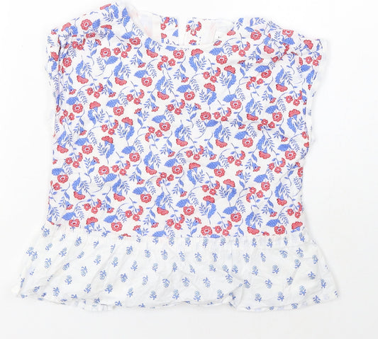 Gap Girls Multicoloured Floral 100% Cotton Basic Blouse Size 5 Years Round Neck