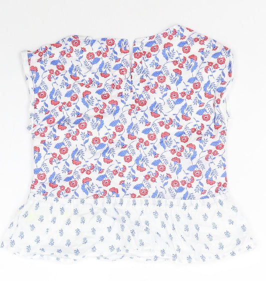 Gap Girls Multicoloured Floral 100% Cotton Basic Blouse Size 5 Years Round Neck