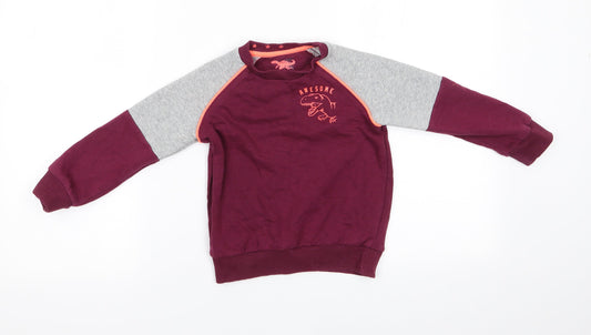 Florence and Fred Boys Purple  Cotton Pullover Sweatshirt Size 3-4 Years   - Awesome Dinasour
