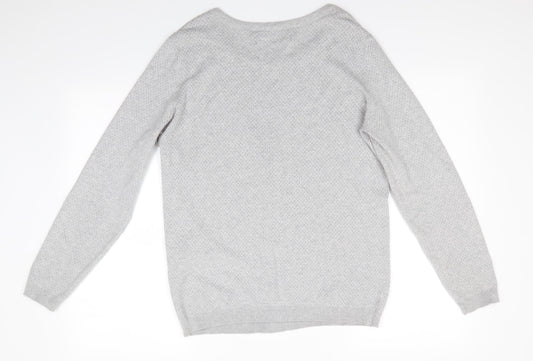 VERO MODA Womens Grey Round Neck  Cotton Pullover Jumper Size XL   - Fine open knit Pale Grey