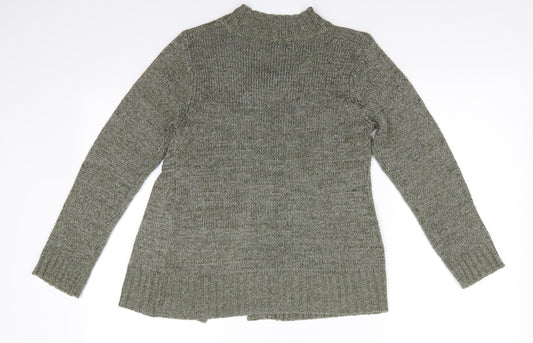 BM Womens Green V-Neck  Acrylic Cardigan Jumper Size S   - Oliver Green Flecked