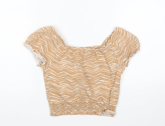 George Girls Multicoloured Animal Print Cotton Basic Blouse Size 6-7 Years Boat Neck