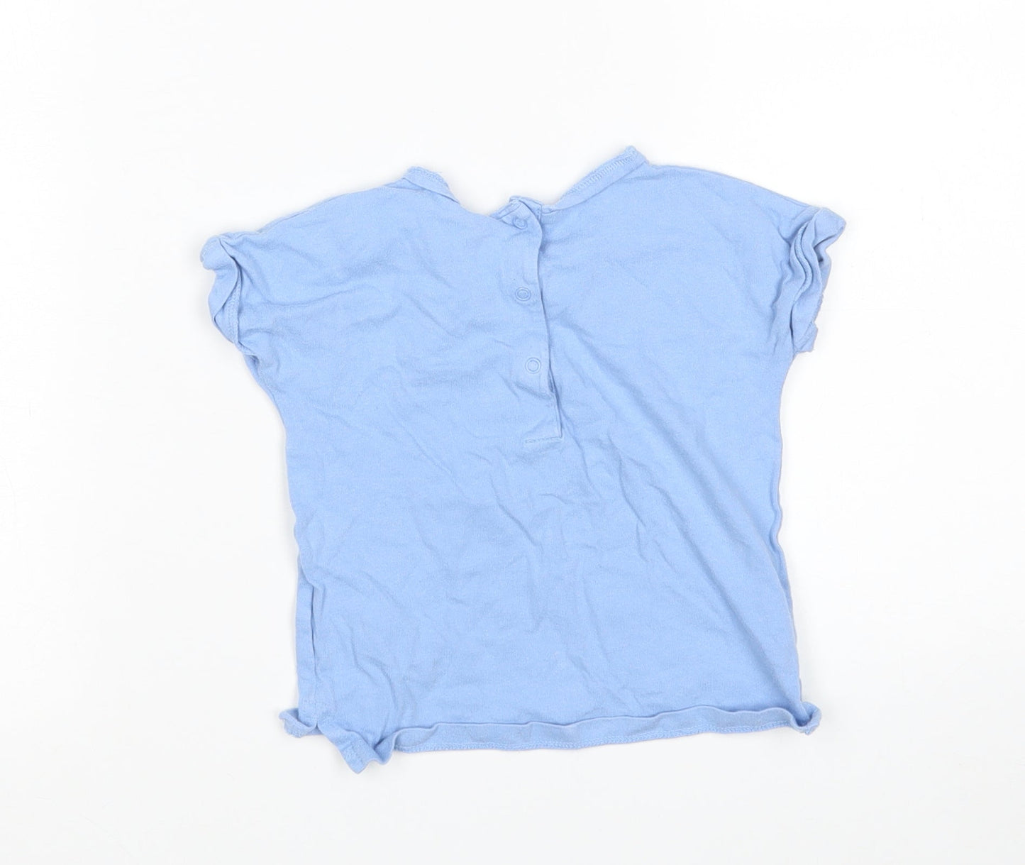 NEXT Boys Blue  Cotton Basic T-Shirt Size 6-9 Months Round Neck