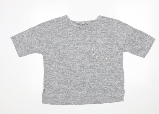 Bellambia Womens Grey Round Neck  Polyester Pullover Jumper Size L