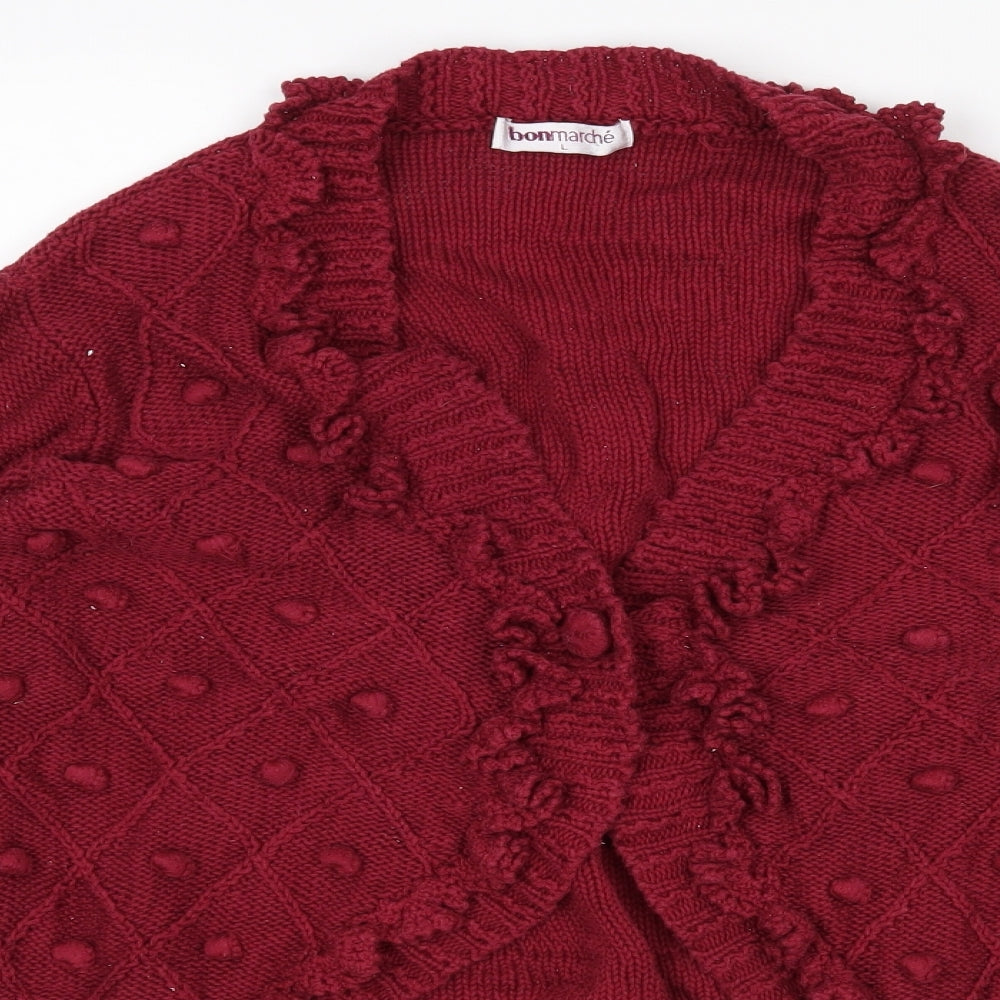 Bonmarche Womens Purple V-Neck  Cotton Cardigan Jumper Size L