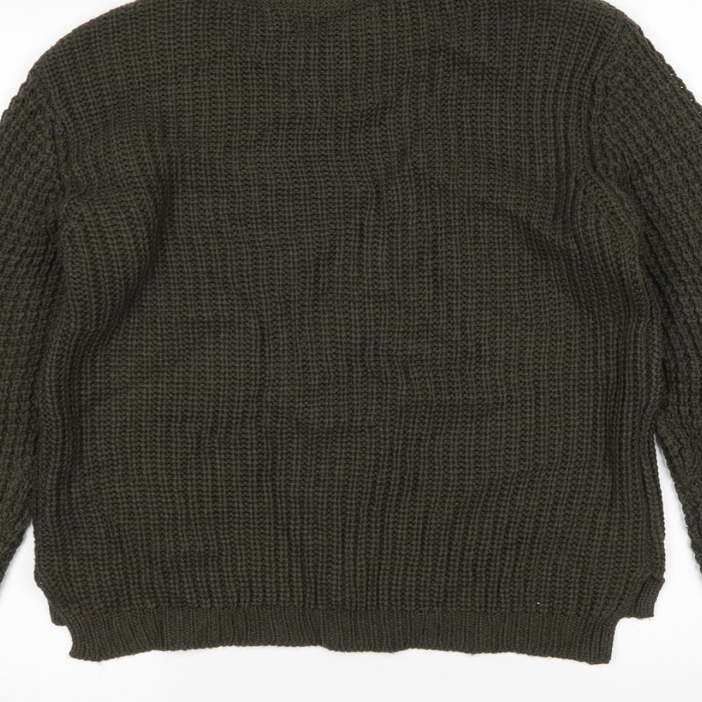 Select Womens Green Round Neck  Acrylic Pullover Jumper Size 14