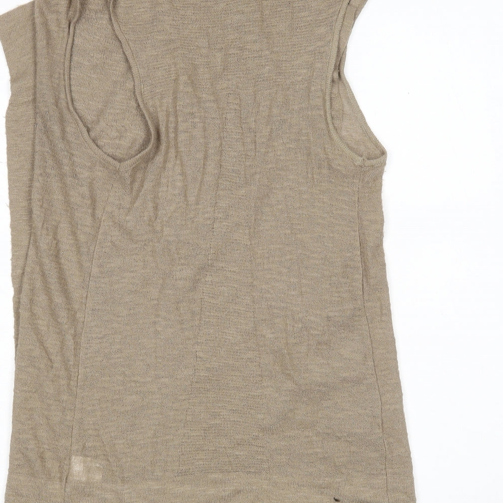 River Island Womens Brown V-Neck  Acrylic Wrap Jumper Size 12