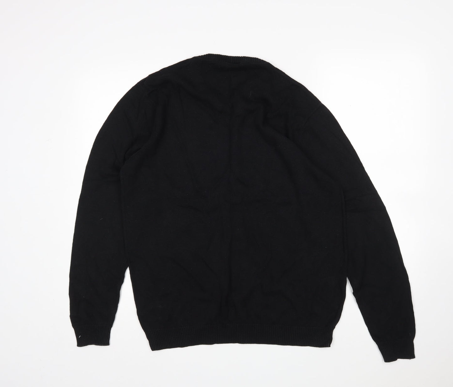 Catullus Womens Black V-Neck  Cotton Pullover Jumper Size L