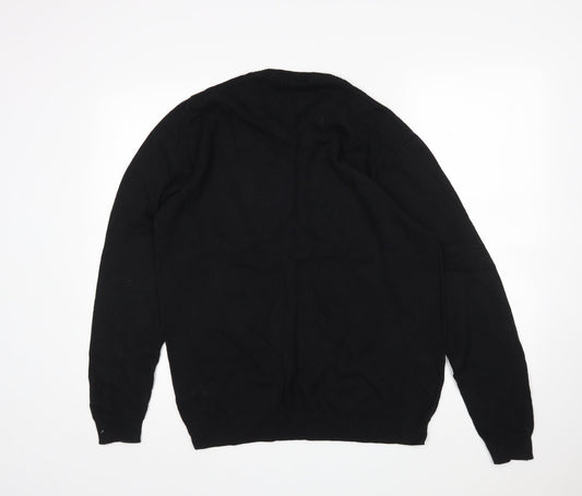 Catullus Womens Black V-Neck  Cotton Pullover Jumper Size L