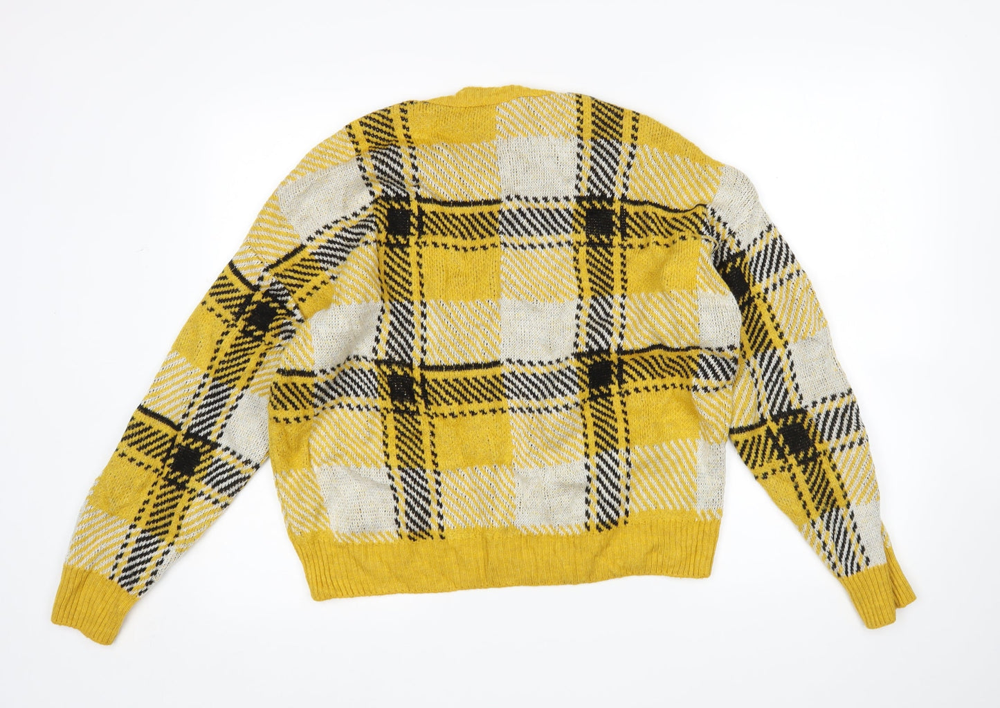 New Look Womens Multicoloured Round Neck Check Acrylic Pullover Jumper Size M