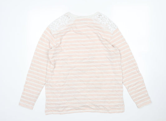 NEXT Womens Multicoloured Round Neck Striped Cotton Pullover Jumper Size 16