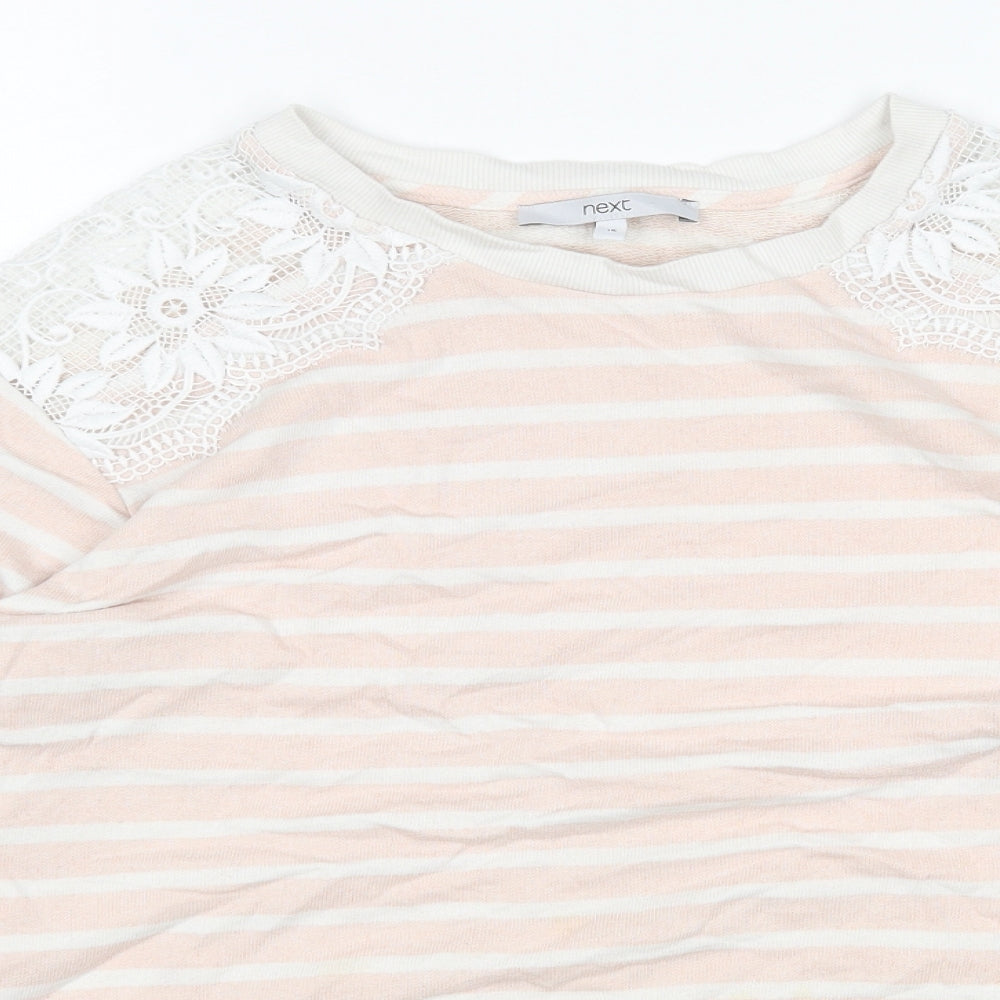 NEXT Womens Multicoloured Round Neck Striped Cotton Pullover Jumper Size 16