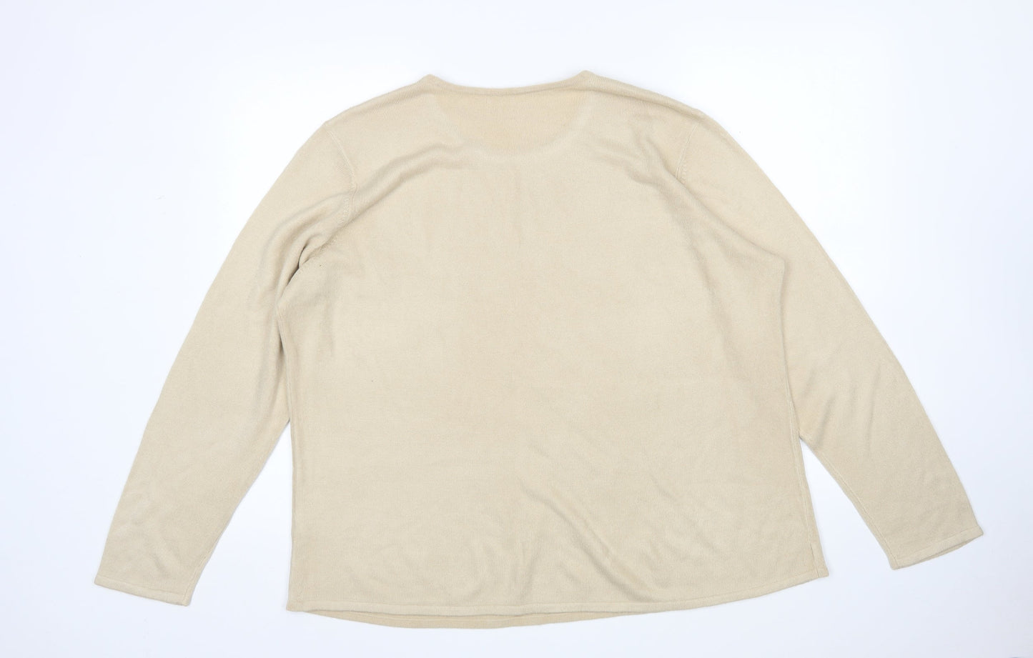 Preworn Womens Beige Round Neck  Acrylic Pullover Jumper Size XL