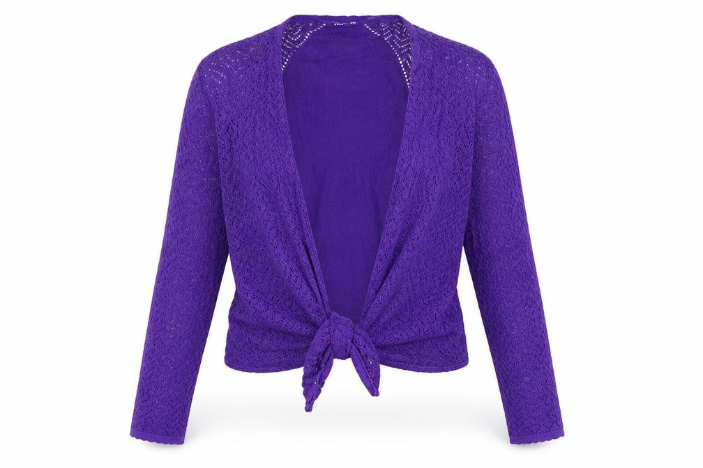 Bonmarché Womens Purple V-Neck Cotton Cardigan Jumper Size M