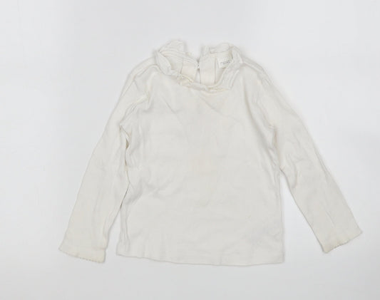 NEXT Girls White  Cotton Basic T-Shirt Size 18-24 Months Round Neck