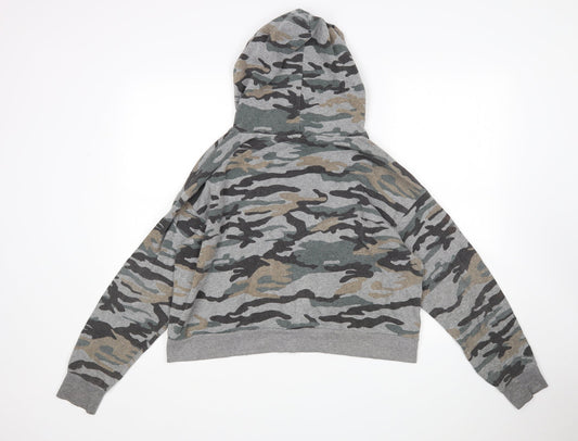 FOREVER 21 Womens Multicoloured Camouflage Cotton Pullover Hoodie Size L