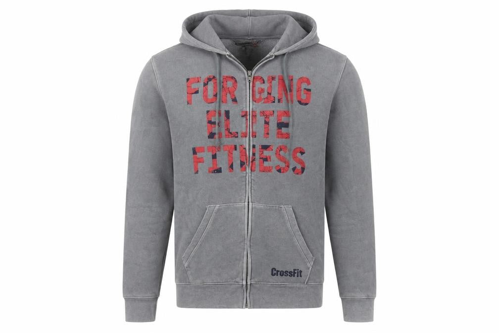Mens UK M Regular Reebok Grey Full Zip Hoodie